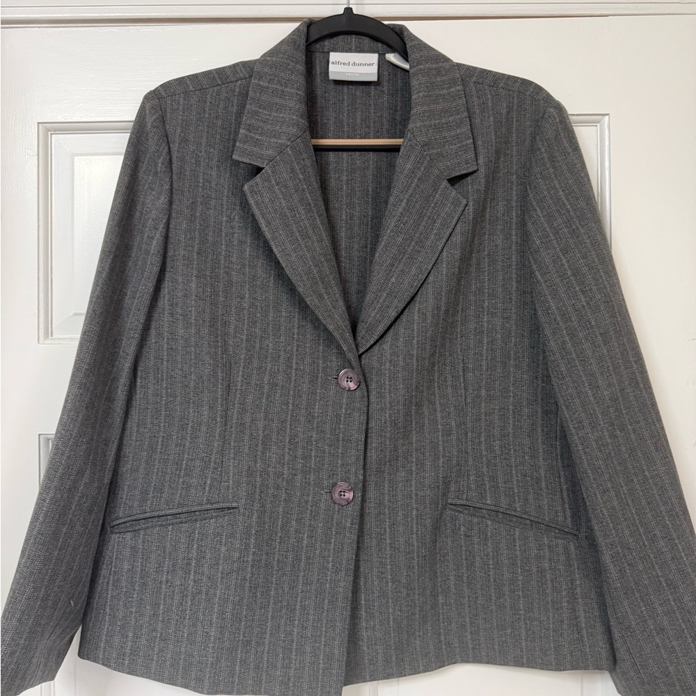 Alfred Dunner Charcoal Pinstripe Blazer